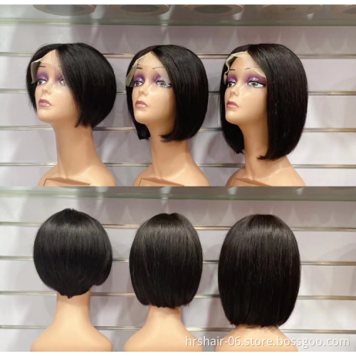 Wholesale Glueless indian T Part Lace Front Wig Short Hd Full Lace Bob Wigs Curly Lace Frontal Virgin Human Hair Wig